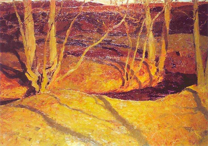 Ferdynand Ruszczyc Pejzaz jesienny o zachodzie slonca France oil painting art